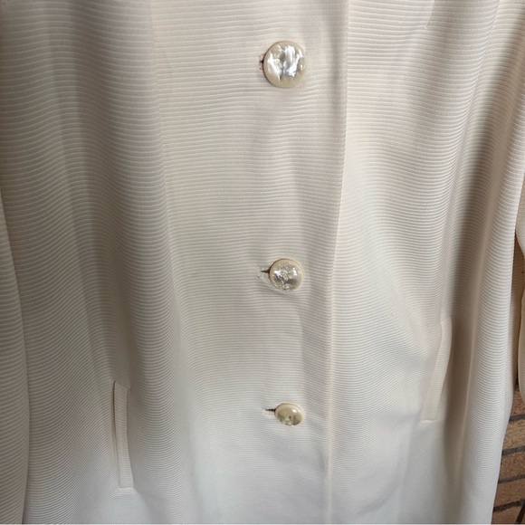 The Women’s Shop Vintage Ribbed Long Cream Button Trench Over Coat - Picture 3 of 10